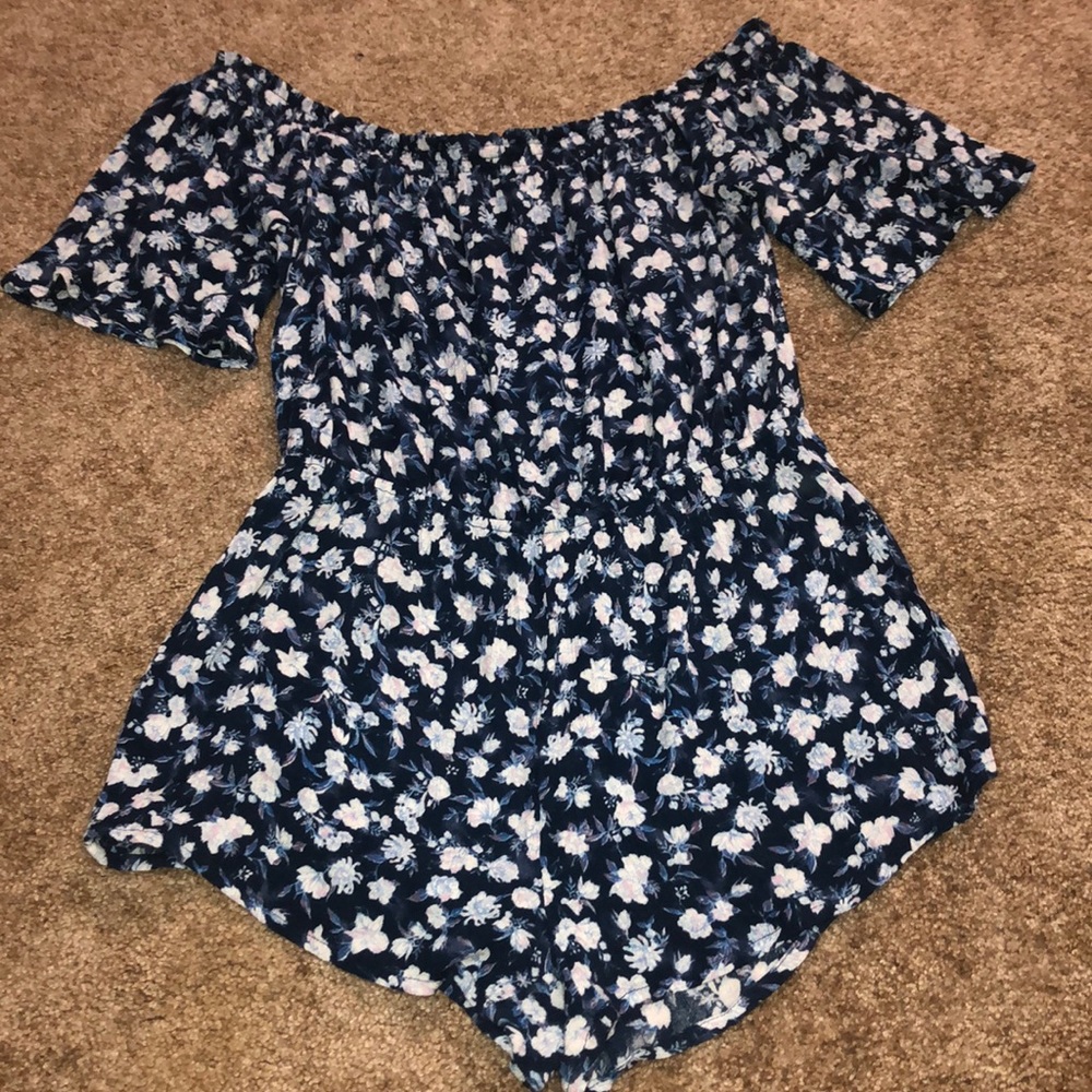 Blue floral romper